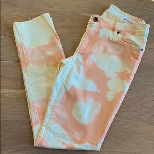 Peaches and Cream | Bleach dyed jeans